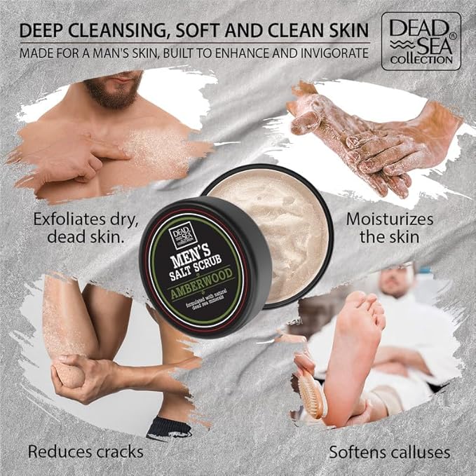 Salt Body Scrub Amberwood For Men – Moisturizes, Exfoliates & Nourishes Skin – - Image 9