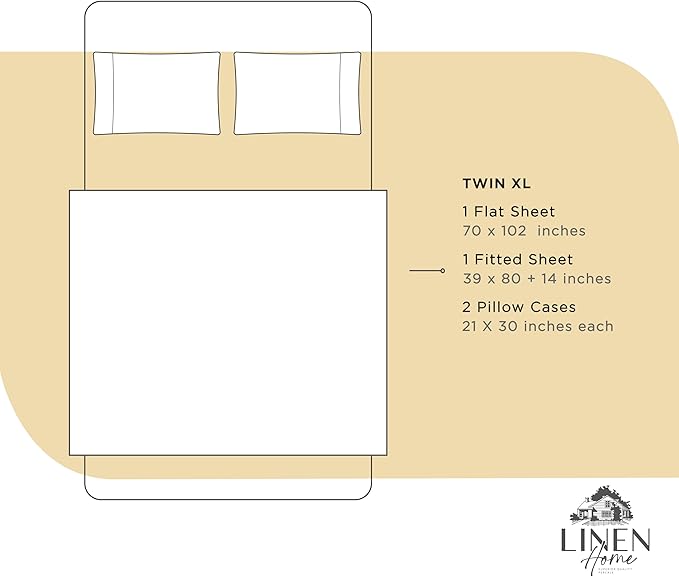 Linen Home 100% Cotton Percale Sheets Twin XL Size, Deep Pocket, 3 Pieces Set - Image 6