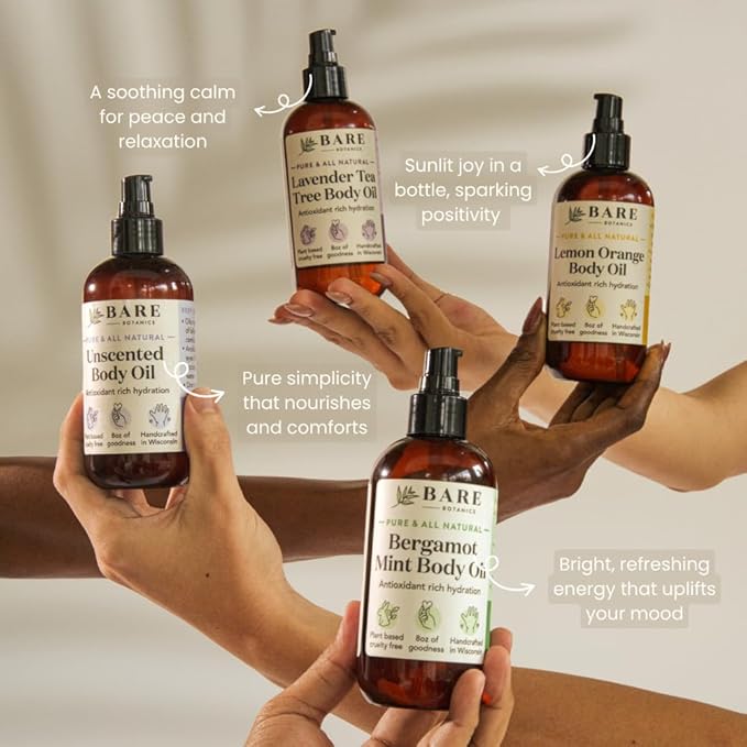 BARE BOTANICS 8 oz Moisturizing Lavender Tea Tree Body Oil - Image 6