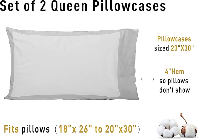 Sunflower Queen Pillowcases Set of 2, 100% Cotton Queen Pillow Cases 2 - Image 8