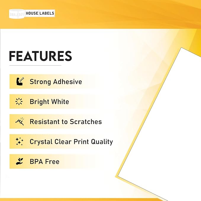 HOUSELABELS 4-up Shipping Labels (3-1/2" x 5") for Laser and Inkjet Printers, 500 Sheets