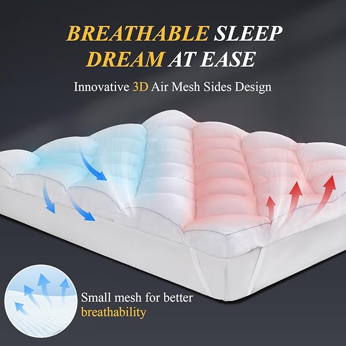 DOWNCOOL 3 Inch Queen Mattress Topper, Ultra Thick and Fluffy Supportive Memory - Image 5