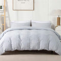AveLom Light Gray Duvet Cover King, 3 Pieces, Seersucker Striped Soft Washed by AveLom