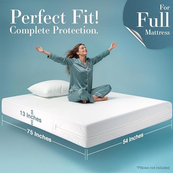 Utopia Bedding Mattress Protector Zippered Full Size, 100% Waterproof Bed Bug - Image 6