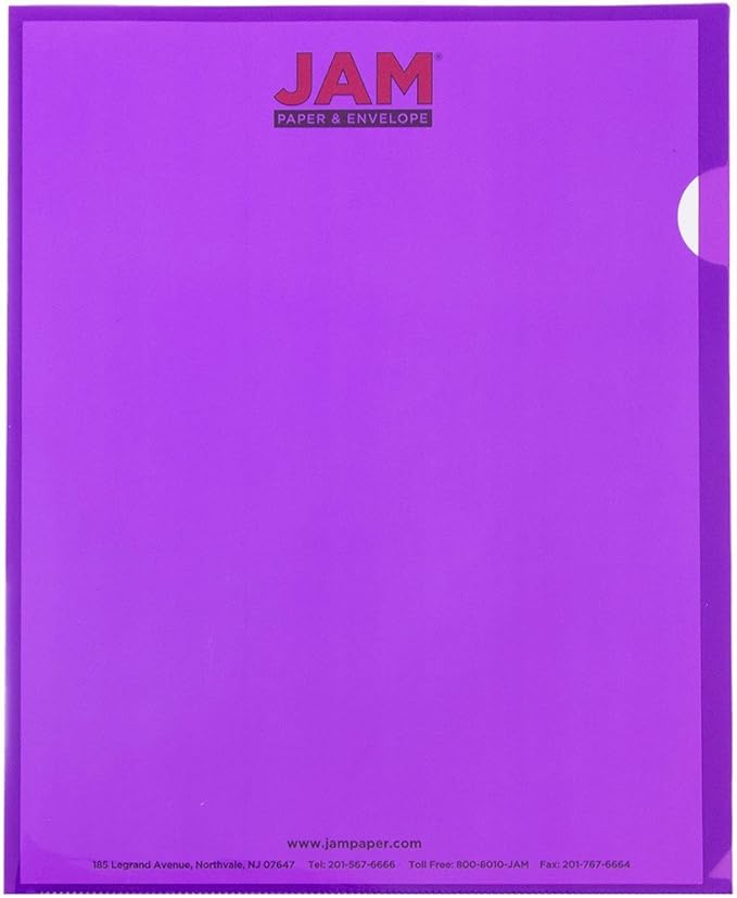 JAM PAPER Plastic Sleeves - Letter Size - 9 x 11 1/2 - Purple Project Pockets - 12 Page Protectors/Pack