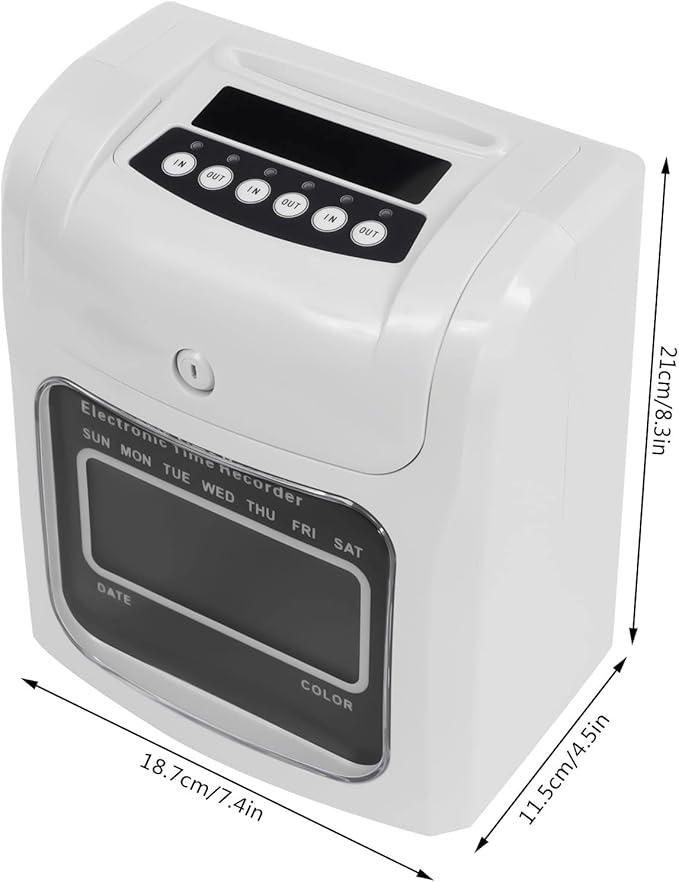 Blisiour Calculating Time Clock, Employees Time Clocks Auto-Align Time Clock Punch Machine, Small Business Punch Clock System, in/Out Time Attendance Machine with 50 Time Cards & Security Key