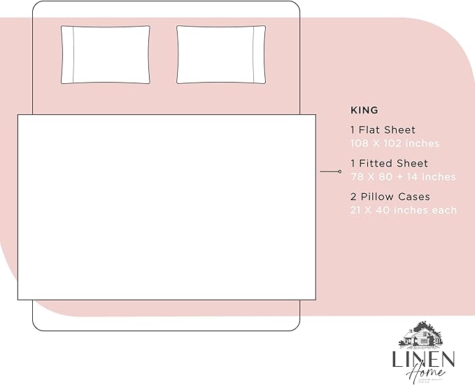 Linen Home 100% Cotton Percale Sheets King Size, English Rose, Deep Pocket - Image 6