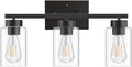 PARTPHONER 3-Light Bathroom Light Fixtures, Matte Black Vanity Light by PARTPHONER