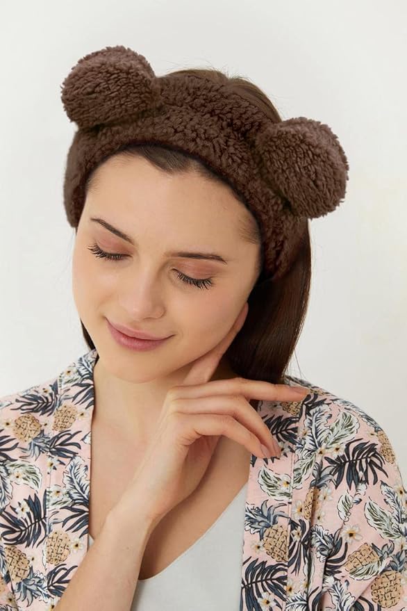 Huachi Bear Ears Headbands for Women Face Washing Spa Makeup Hair Bands Korean - Image 6