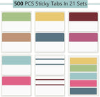 ELII 500 PCS Sticky Tabs 2 Inch Index Tabs, Colored Page Markers Repositionable Tags Reading Tabs Self Adhesive Tape Flags for Books, Binders, Notebook and File Folders