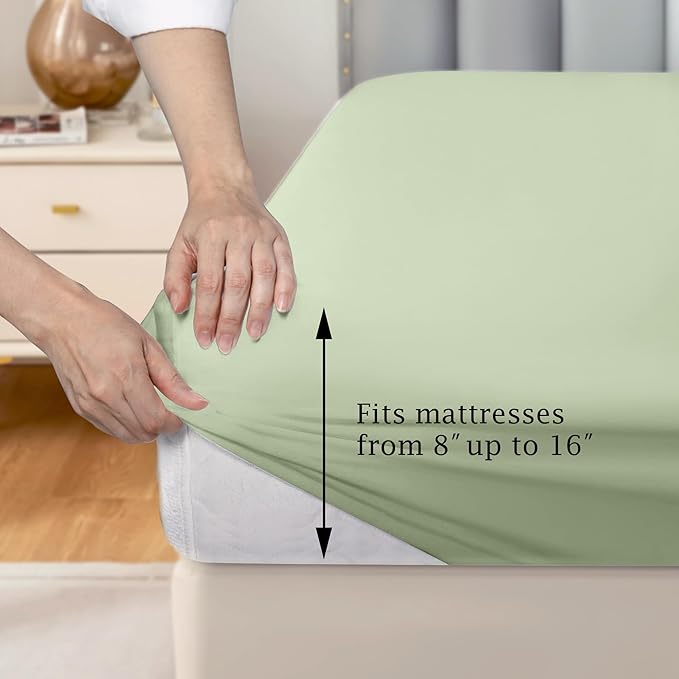 FreshCulture Pure Cotton Fitted Sheets King Size, 300 Thread Count Percale - Image 3