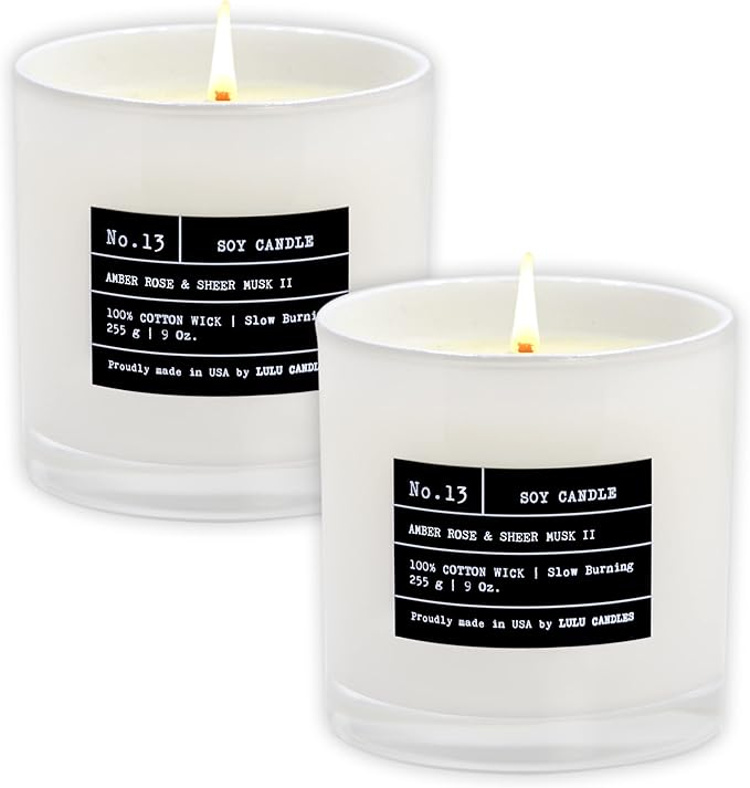 Lulu Candles | Amber, Rose & Sheer Musk II | Luxury Scented Soy Jar Candle | by LULUCANDLES