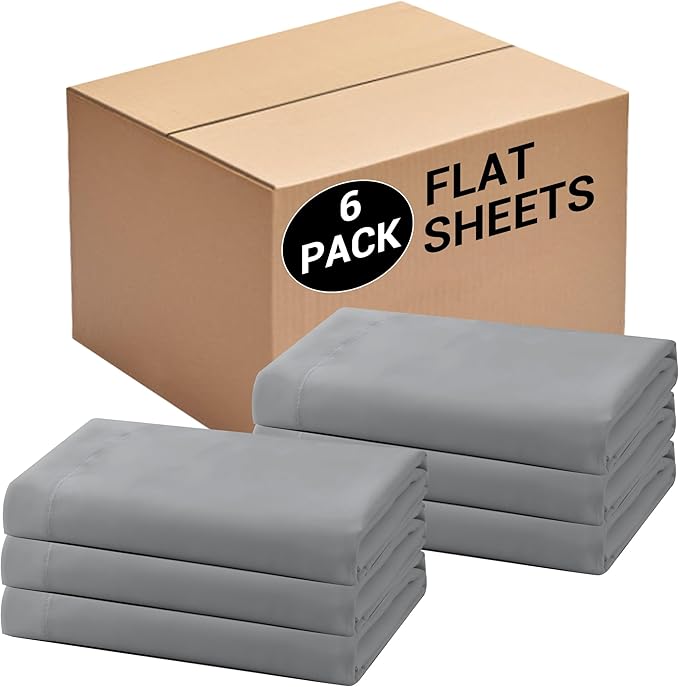 Bulk Twin Flat Sheets Only, 6 Pack Quick Sort Top Bed Sheet, Color-Coded Label by Culve