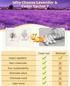 20 Pack Cedar Chips and Natural Dried Lavender Sachets Bags - Stop Clothes Damage, Cedar and Lavendar Home Fragrance Sachets for Drawers and Closets