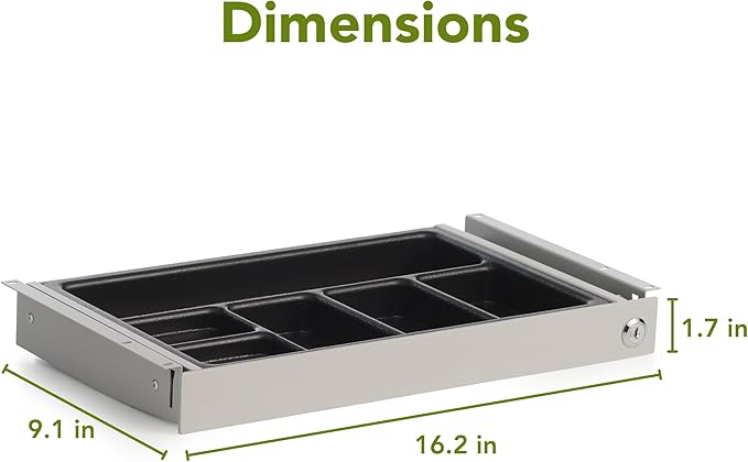 PERFECT POSTURE Max Under Desk Storage Drawer – Large Desk Drawer with Lock for Regular & Sit-Stand Standing Desks, Gray (16.2” x 9.3")