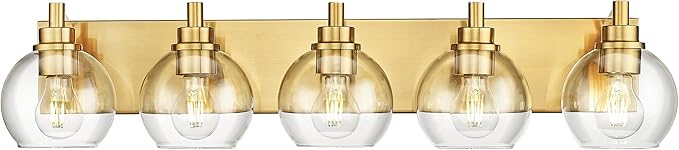 Bathroom Light Fixtures, 5 Light Brushed Gold Vanity Light, 32 Inch Modern Wall by Metwet