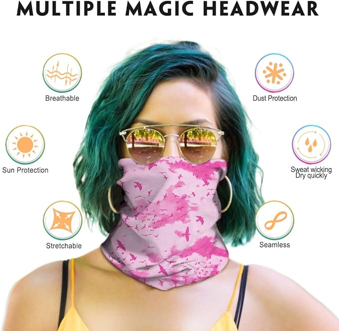 Venswell Neck Gaiter Face Mask Men Women, Seamless Bandana Rave Face Cover - Image 3