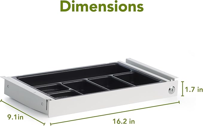 PERFECT POSTURE Max Under Desk Storage Drawer – Large Desk Drawer with Lock for Regular & Sit-Stand Standing Desks, White (16.2” x 9.3")