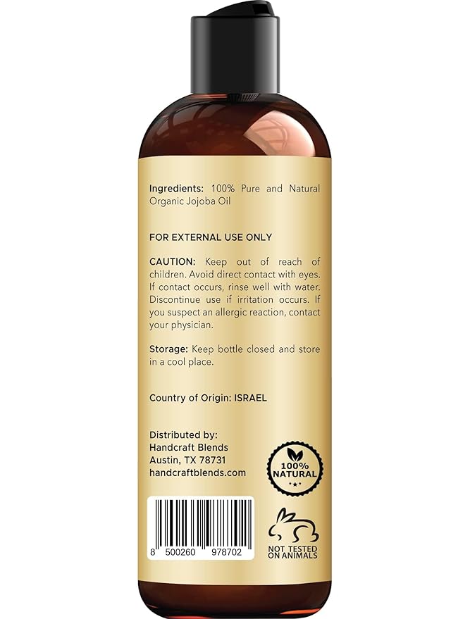 Handcraft Blends USDA Organic Jojoba Oil | Cold-Pressed | 8 Fl Oz | 100% Pure & - Image 3