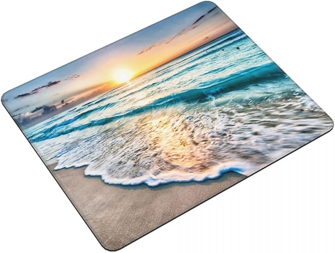 CANFLASHION Gaming Map Mouse Pad,Cusetom Small Mousepad with Designs,Non-Slip Rubber Base Gaming MousePads for Computers Laptop Office,9.5"x7.9"x0.12"(240mmx200mmx3mm),Beautiful Sunrise Beach