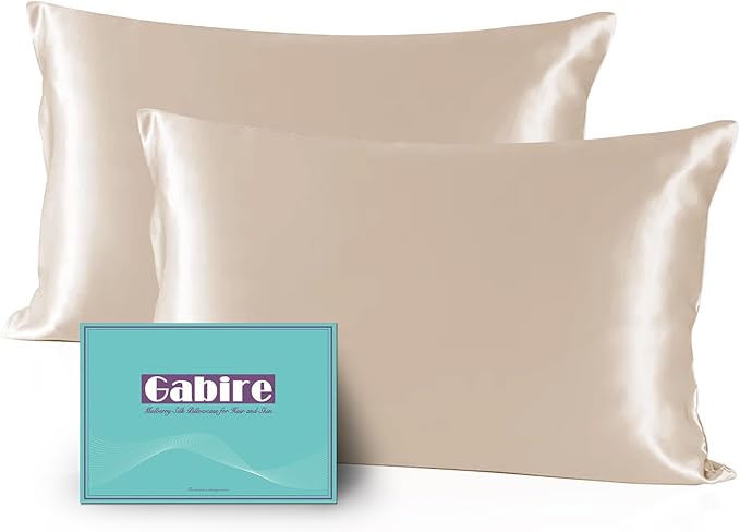 Gabire Mulberry Silk Pillowcases Set of 2, Both Sides Real Silk Pillow Covers by MulberrySilkPillowcases
