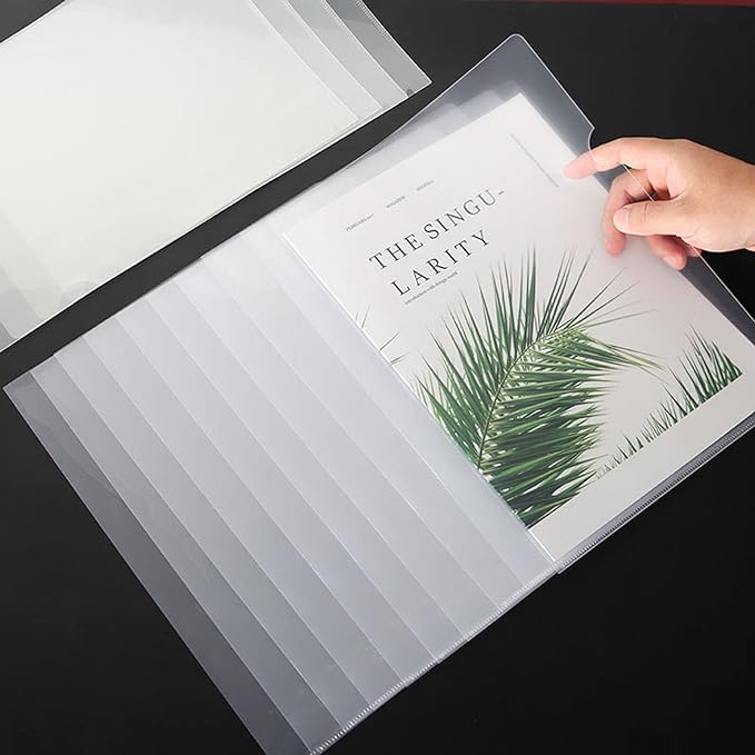 100 Pack Document Clear Plastic Folder Copy Safe Project Pocket LType US Letter Size A4 Paper Sleeves Folders in Transparent with 30 Pieces Index Tabs