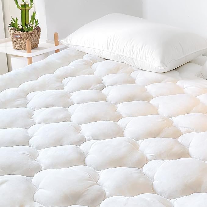 GRT Mattress Pad Cover Rayon from Bamboo Full Size, Extra Thick Quilted Fitted by GRT