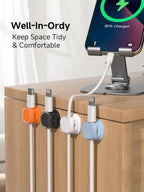 Magnetic Cable Clips, Adjustable Cord Holder Management, Adhesive Wire Keeper Organizer for Home Office Desk Phone PC Car Wall Desktop Nightstand Appliance (9-PCS White_Black_Orange_Blue)