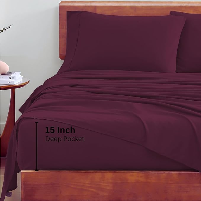 LANE LINEN 100% Organic Cotton Sheets King Size, Machine Washable Fully - Image 5