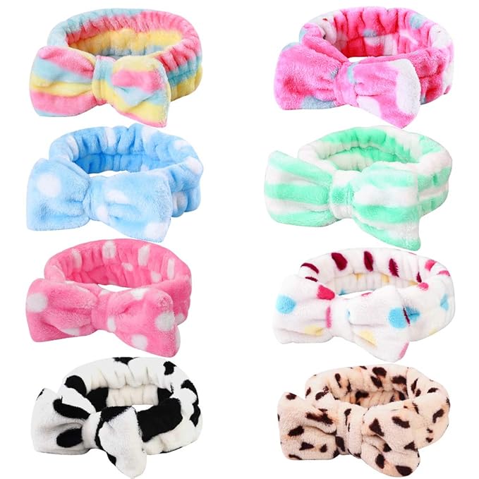 Hishexin 8 Pack Spa Headbands for Women, Soft Bow Skincare Headband for Washing by Hishexin