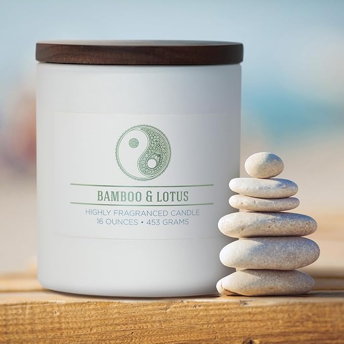 Carolina Bamboo Lotus Scented Candle, 16 oz Wellness Relaxing Aromatherapy - Image 5