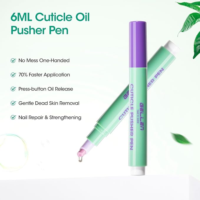 GELLEN 2Pcs Cuticle Pusher Oil Pen - 6ml Large Capacity Nail Oil Pen - Image 2