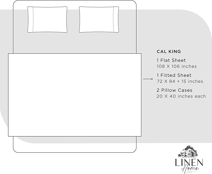 Linen Home 100% Cotton Percale Sheets California King Size, Dove Grey, Deep - Image 6