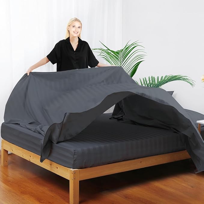 Flat Sheet Only Twin Size, 400 TC 100% Egyptian Cotton Flat Sheet Striped - Image 4