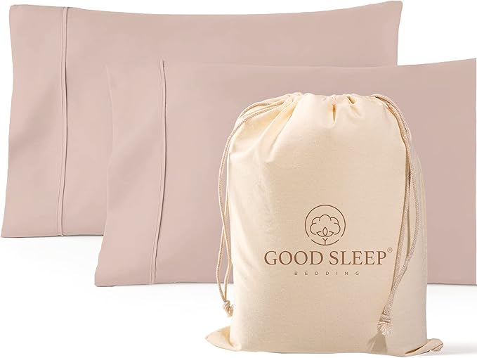 1000 TC Blush Standard Pillowcases Set of 2 100% Egyptian Cotton Pillow Cases by GoodSleepBedding