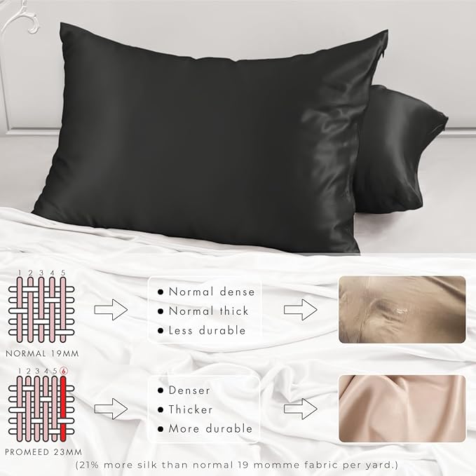 PROMEED 100% Mulberry Silk Pillowcase Set of 2, 23 Momme 3rd Gen Grade 6A+ 100% - Image 4