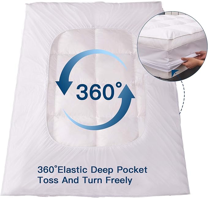 ELEMUSE King Size Extra Thick Fusion Goose Down Feather Filled Mattress Topper - Image 4
