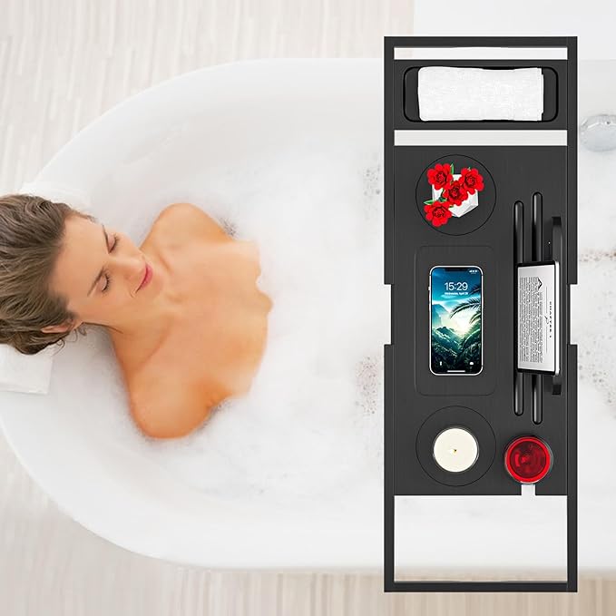 Premium Bathtub Caddy Tray Black - Image 4