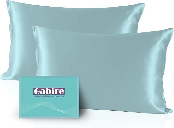 Gabire Mulberry Silk Pillowcases Set of 2, Both Sides Real Silk Pillowcase by MulberrySilkPillowcases