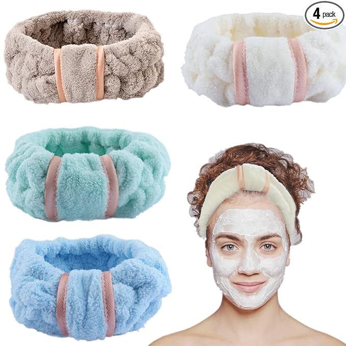 4 Pack Microfiber Towel Headbands by IAXSEE