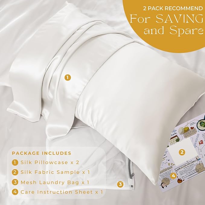 PROMEED White Silk Pillowcase 2 Pack - Image 6