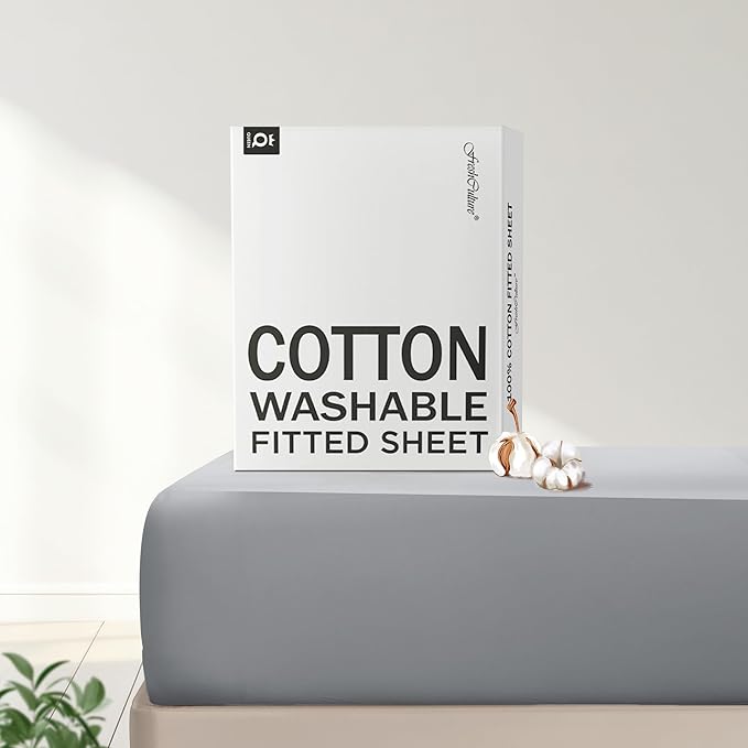 FreshCulture Pure Cotton Fitted Sheets Queen Size, 300 Thread Count Percale by FreshCulture