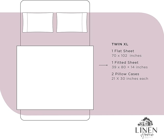 Linen Home 100% Cotton Percale Sheets Twin XL Size, Mauve Lavender, Deep Pocket - Image 6