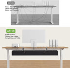 No Drill Under Desk Cable Management Tray, 36" Cord Organizer for Table, Clamp/Screw Mount Desk Cable Management, Premium Fabric Cable Management Tray for Office, Home（Black/2set）
