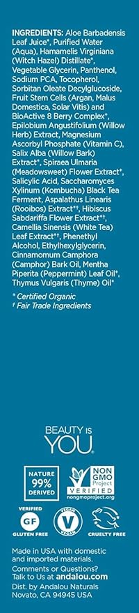 Andalou Naturals Toner Ounces, Willow Bark Pure Pore, 6 Fl Oz - Image 3