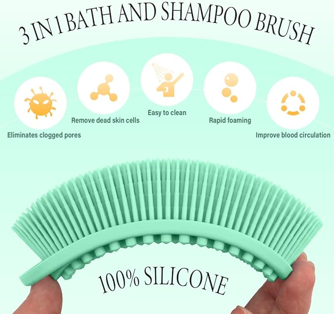 3 Pack Silicone Body Scrubber, Exfoliating Body Scrubber Fit - Image 2