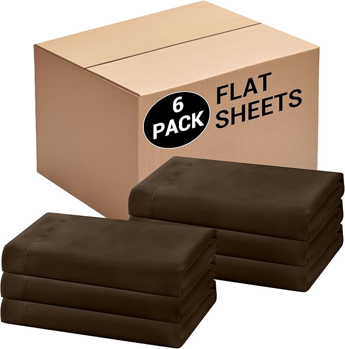 Bulk Full Flat Sheets Only, 6 Pack Quick Sort Top Bed Sheet, Color-Coded Label by Culve