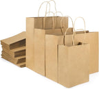 woric 120 PCS Brown Paper Bags with Handles, Large Gift Bags 4 Assorted Sizes Bulk Paper Bags for Small Business Retails Shopping