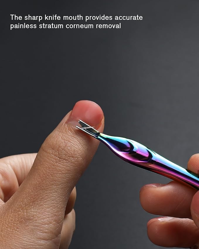 FERYES Cuticle Pusher with Fork, 2-in-1 Cuticle Trimmer Nail Care Tool - Image 4