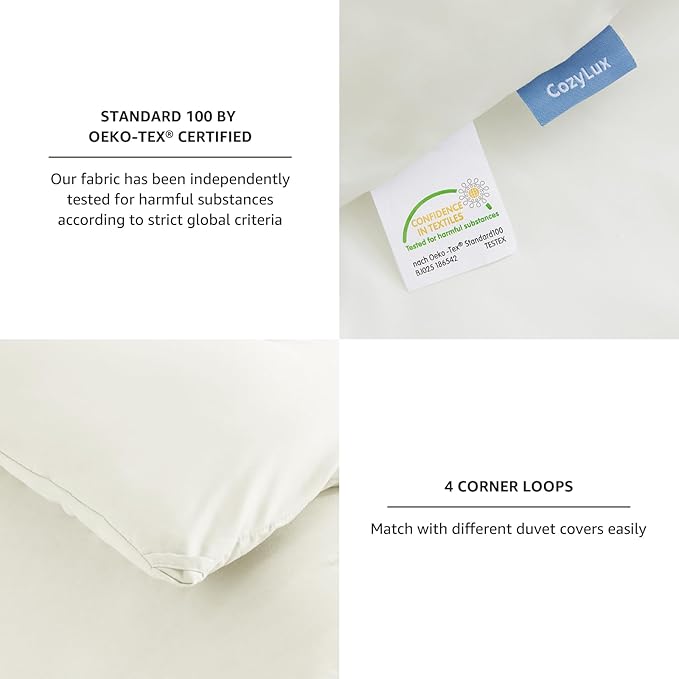 CozyLux King Size Comforter Set Ivory, 3 Pieces Solid Comforters King Size - Image 4